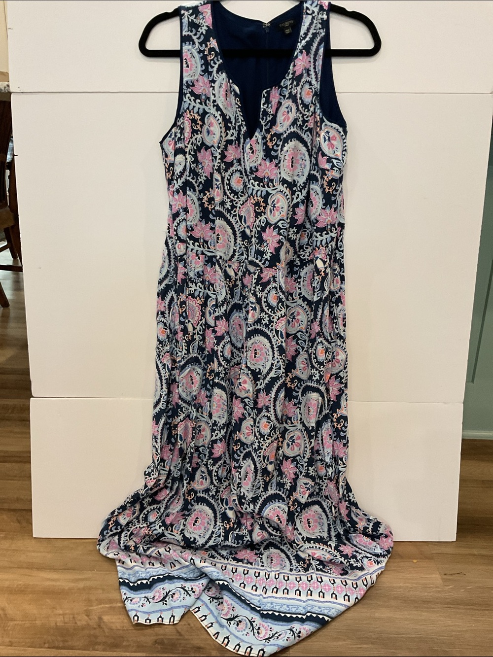 Talbots Navy and Pink Paisley Maxi Dress